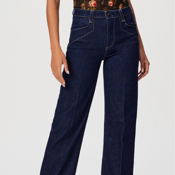 Paige Leenah Slim Wide-Leg Denim Jeans - Picture 7 of 10